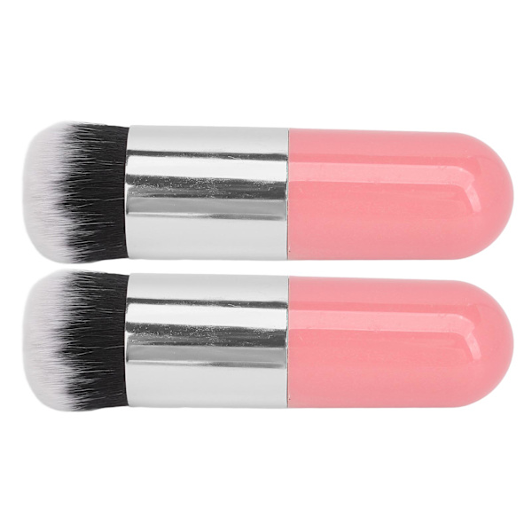 2 STK Foundation Brush Bedårende Buttet bærbar makeup børste Blødt Comestic Tool Pink Sølv