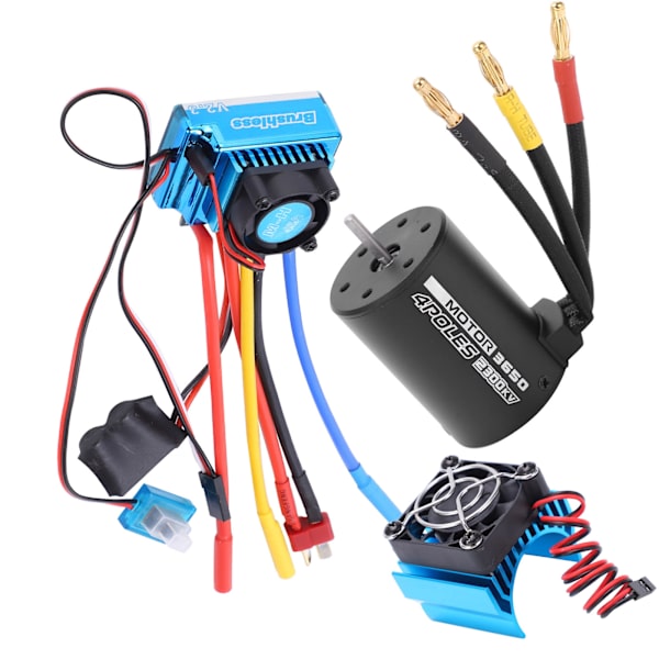 3650 2300KV Vattentät 4-polig Borstlös Motor 45A ESC Kylsänka Combo Set för 1/10 RC Bil