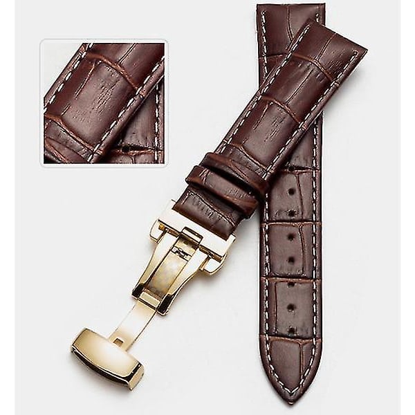 Äkta Läder Armbandsur Rem med Fjärils Spänne - 12mm-24mm