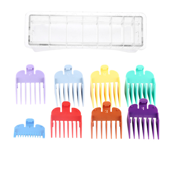 8 kokoa Colored Limit Comb Hiustenleikkuri Hiustenleikkausopas Kiinnityskoko Kampa