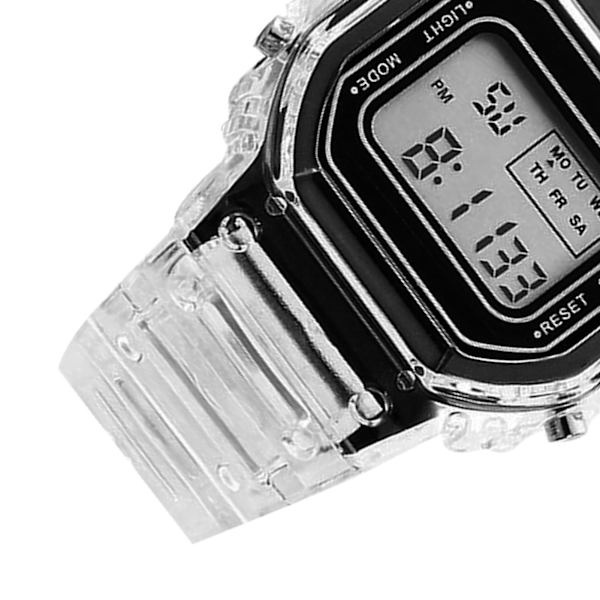 LED Digital Watch Transparent Vandtæt Letvægts Accurate Time Sports Armbåndsur Sort