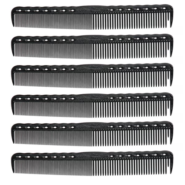 6 stk. Carbon Fine Cutting Combs Salon Barber Plastik Frisør Flad Top Styling Combs