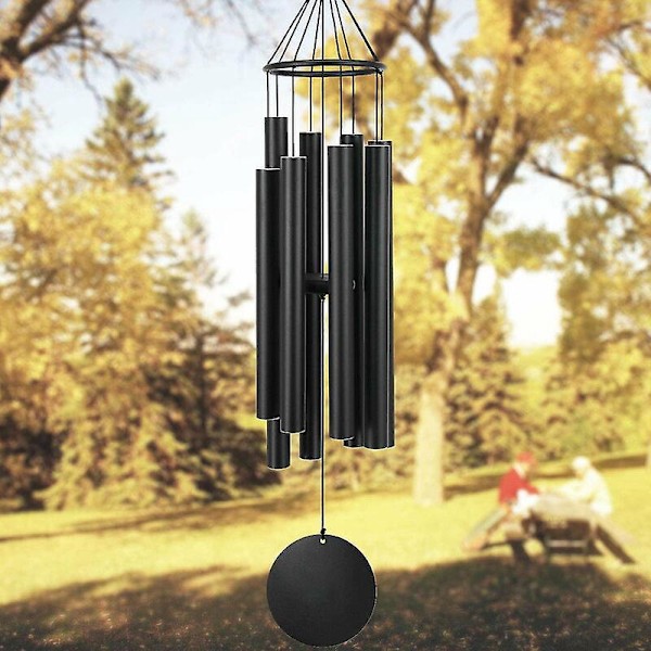 Optimized Title: 38 Inch Deep Tone Outdoor Wind Chimes - Memorial Wind Chimes with 8 Tuned Tubes - Garden, Yard, Patio, and Home Decor (Black)