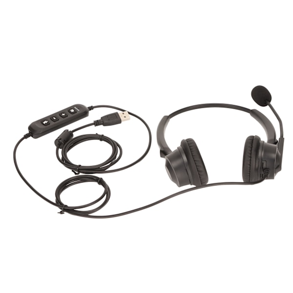 USB Business Headset ENC Støjreduktion Binaural Kablet Kontor Hovedtelefon med Højttaler Lydstyrke Justering Mikrofon Mute