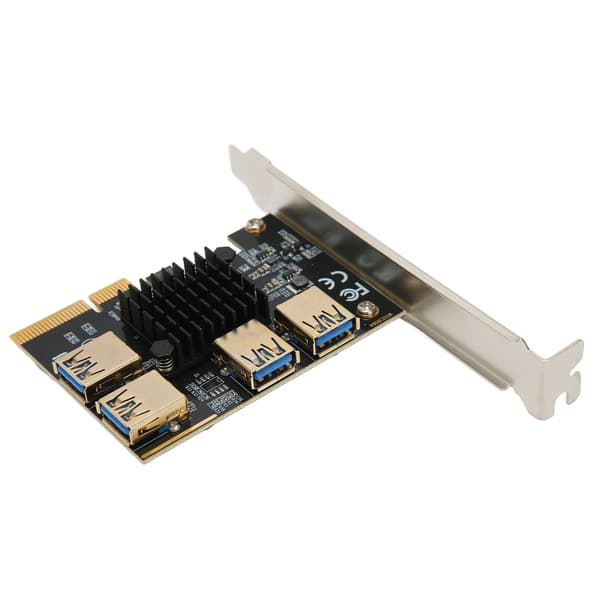 PCI-E Riser-kort PCI-E X4 1 til 4 PCI Express 16X Slot Adapterkort USB 3.0 Adapter Multiplier-kort til Mining