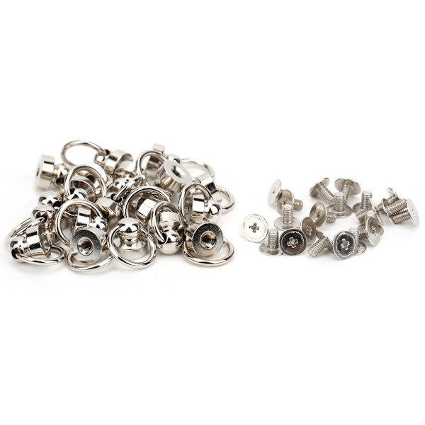 20 Set Stud Rivets 9mm Mässing O-Ring Huvudknapp Rivet Stud för LäderhantverkSilver