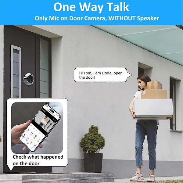 Mini Smart Life Tuya 3MP 140° Bred Synsvinkel Digital Dørkikkert