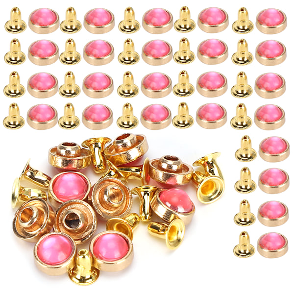 100 Set Färgade Kristallnitar i Zink-legering för Bagage, Kläder, Skor, Dekoration, DIY-verktyg, 8 mm, Rosa