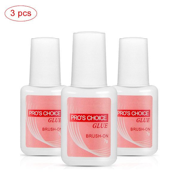 3 Bottles Nail Glue for Acrylic Nails False Nail Glue Nail Tips Glue Brush on Nail Glue for Nail Art Salons