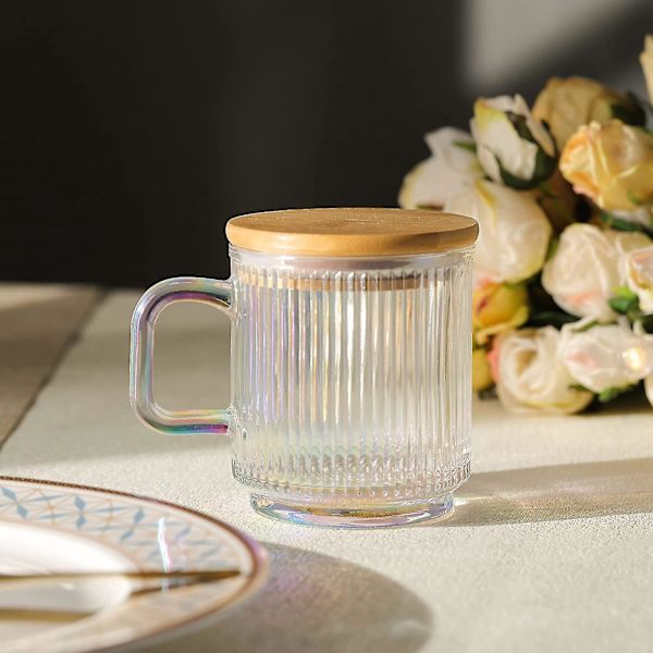 Färgglada Iriserande Glaskaffemuggar Set om 2 - 340ml