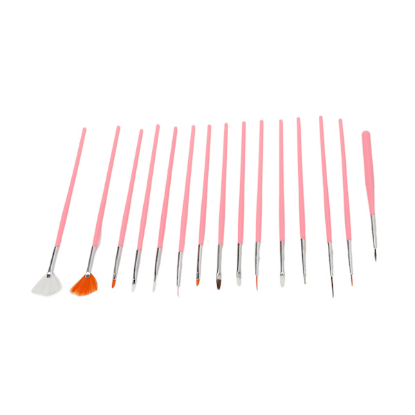 15 st Nail Art Pensel Rosa Exakt Gravering Nagel Extensions Gel Pensel för Färgad Målning