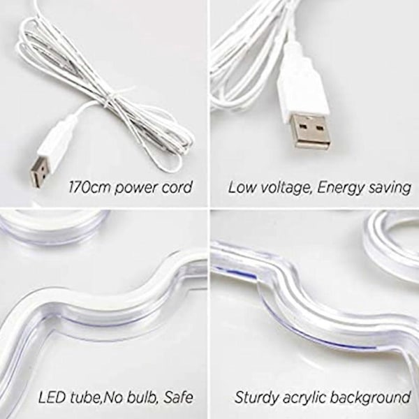 LED Neon Lys Vægmontering Good Vibes LED Neon Skilte USB Port Dekorativ Neon Lampe til Jule Bryllupsfest
