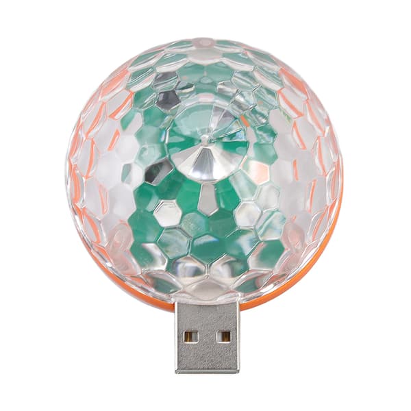 USB Mini Fargerik Kulelampe 2 Lysmoduser DC 5V Stemmestyring RGB Scenelys for Bursdagsfest Dansefest