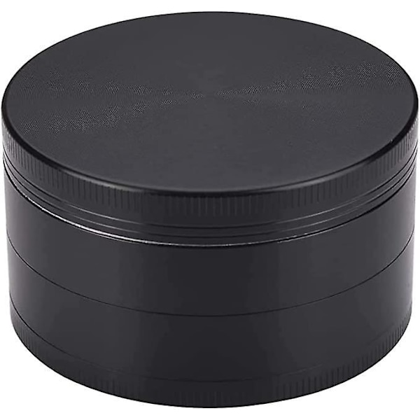 Stor 2.4\" (63mm) Zinklegering Krydderikværn i 4 Dele Sort (Sort)