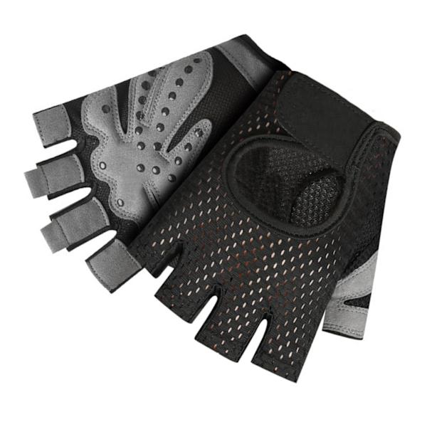 2 stk. Halvfinger Sports Handske Polyester Slidstærk Anti-Slip Kort Finger Handske til Cykling Ridning Excising Sort S