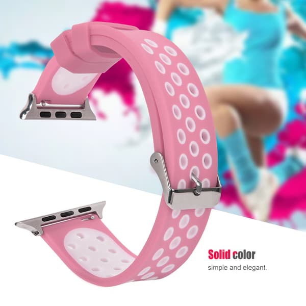 Slitstarkt silikonarmband för klocka (rosa + vit)