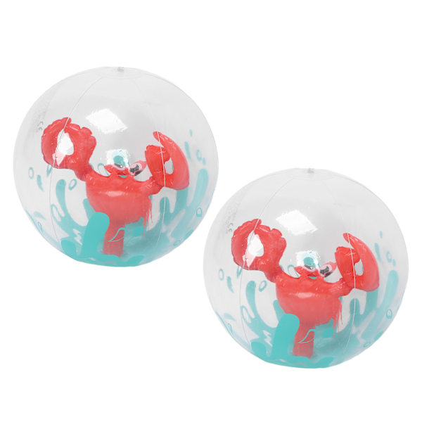 2 st uppblåsbara strandbollar PVC 3D krabba stora leksaker för över 3 år gamla för strandpoolparty