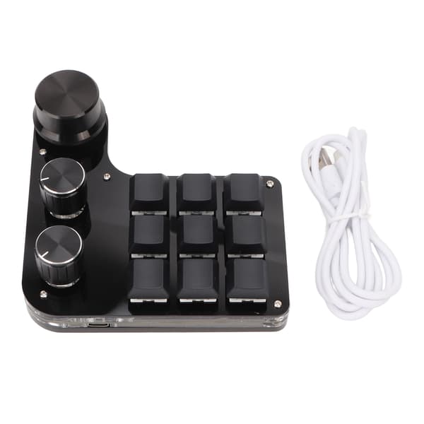 Mini Keypad 9 Taster 3 Knapper RGB Baggrundsbelyst Blå Kontakt Plug and Play Programmerbart Keypad til Gaming Kontor Medier