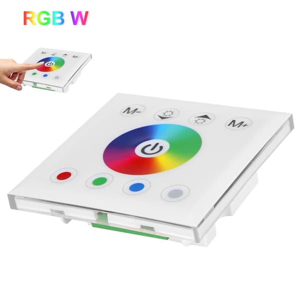 Vægmonteret farverig RGBW LED Touch Panel Controller Lysdæmperkontakt til LED Strip Lys Hvid