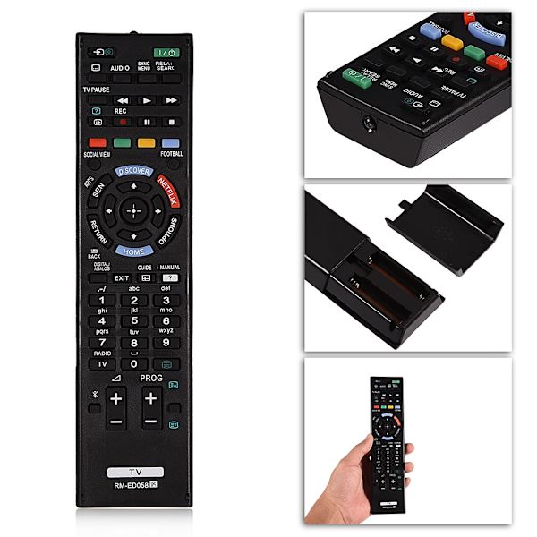 Svart fjernkontrollerstatning for Sony RM-ED058 TV