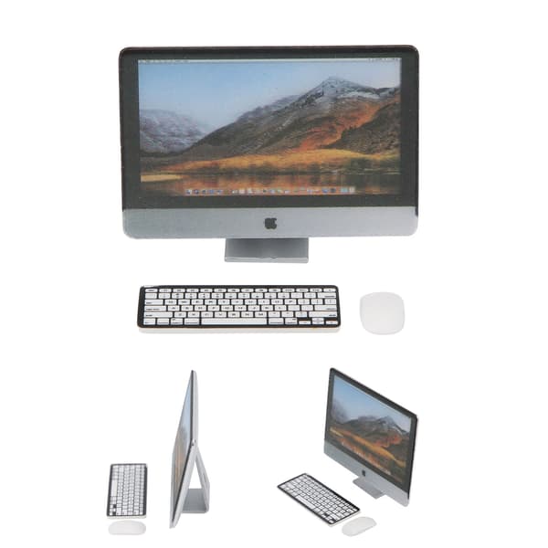 1:12 Miniatur Computer Sæt Skærm Tastatur Mus Simulation Dukkehus Tilbehør Computersæt