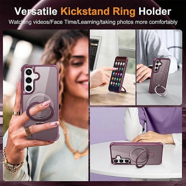 Kompatibel med Samsung Galaxy S26 Magnetisk deksel Ringholder Støtte TPU + PC Telefondeksel