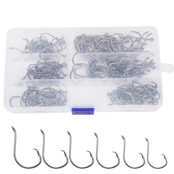 Crank Hook Fiske Hook Set Offset Lätt Fångst Kolstål Fiske Tackle för Mjukt Bete