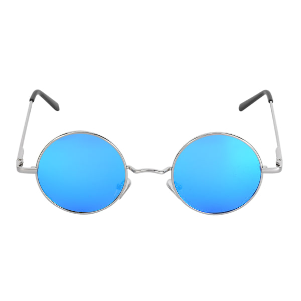 Metal Classic Vintage Unisex UV-suojauksella varustetut pyöreät kehykselliset polarisoidut aurinkolasit aurinkolasikotelolla, Ice Blue