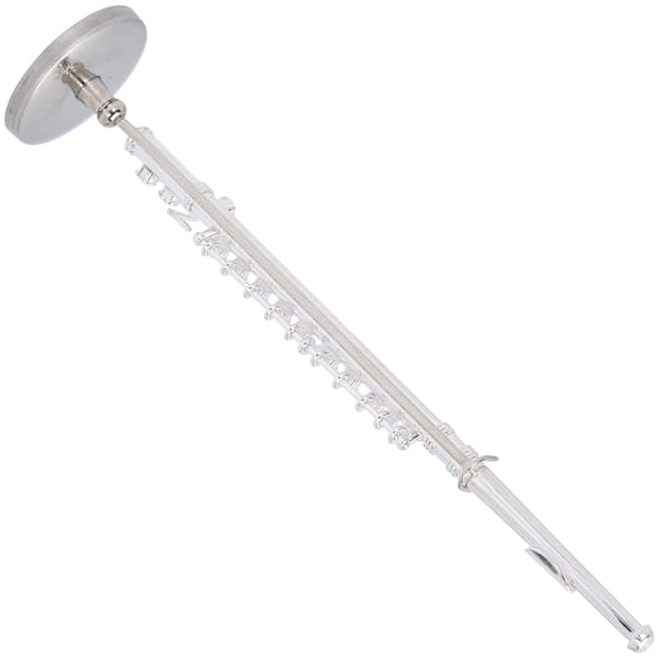 Miniatyrflöjt i koppar med stativ Mini musikinstrumentmodell tillbehörspresent (silver)