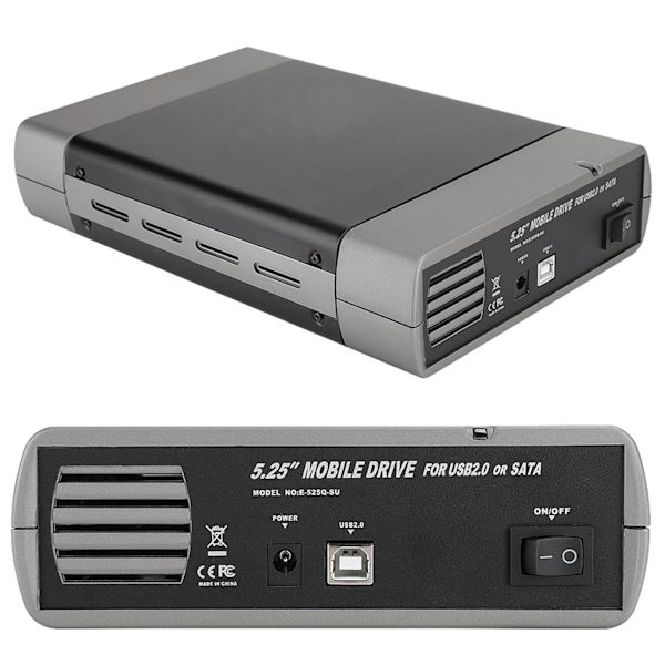 5,25 tuuman optinen asema -kotelo, ulkoinen USB2.0 SATA -liitäntä, tietokoneen lisävarusteet, 110-240 V EU -pistoke