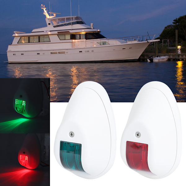 12V LED Navigationslys Vandtæt Grøn Styrbords Rød Port Lampe til Marine Båd Yacht Hvidt Hus