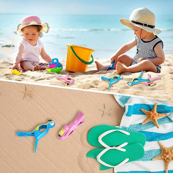 Strandhåndklædeclips, store plastik tøjklemmer til strandhåndklæder, servietclips til feriestol ved poolen