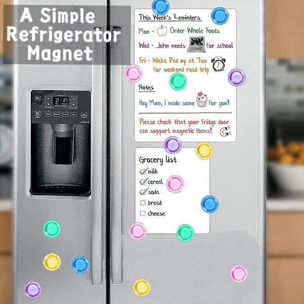 Fargerike runde dekorative kjøleskapsmagneter for whiteboard, klasserom, kontorskap - 20 stk, 5 farger