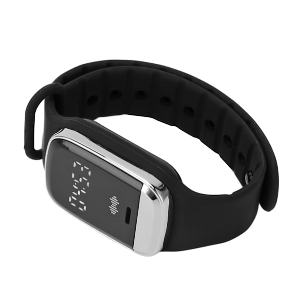 Ultralydsafvisende urremme Time Display Temperaturovervågning USB Genopladeligt Repellent Armbånd Sort