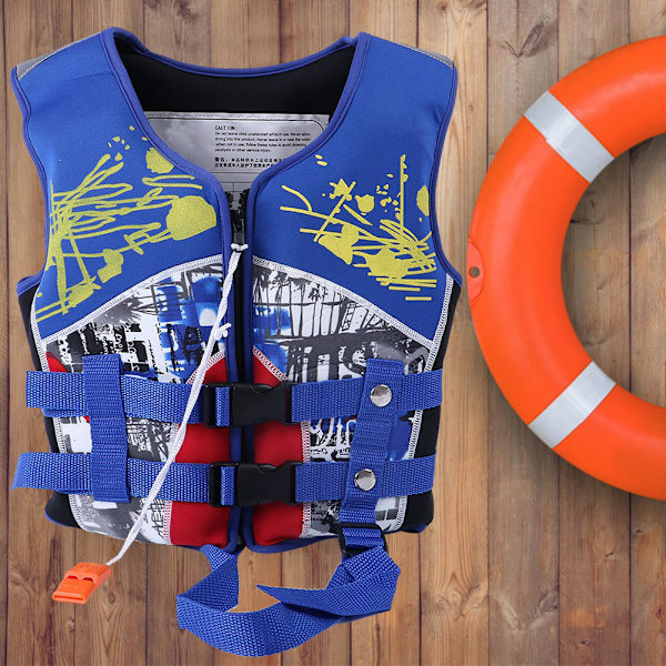 Manner Børn svømmejakker Børn svømmevest Neopren Swim Learner badetøj (blå L)