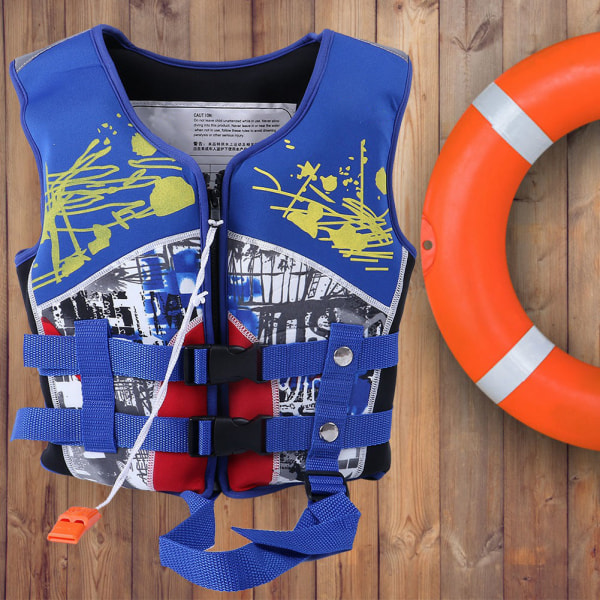 Manner Kids Simjackor Barn Simväst Neopren Swim Learner Badkläder (Blå L)