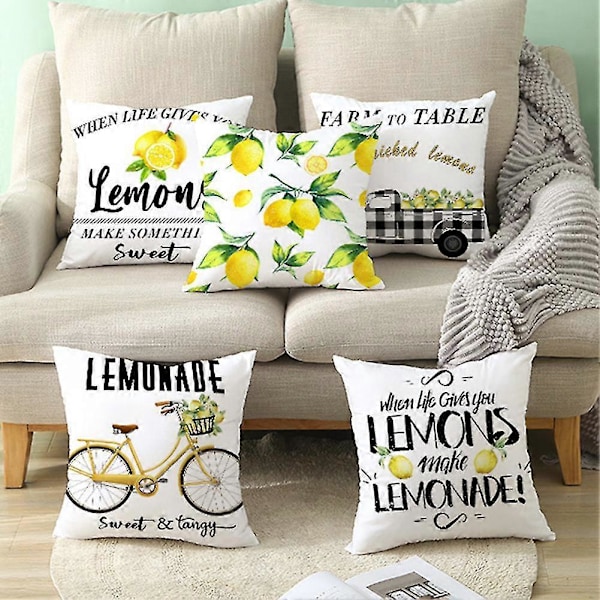 45x45cm Citron Apelsin Tryck Prydnadskudde Kuddfodral Hem Soffa Säng Dekor2