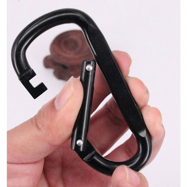 Twist Lock Klatrehake, Heavy-duty D-formet Klips for Klatring, Rappelling og Fjellklatring (Svart)