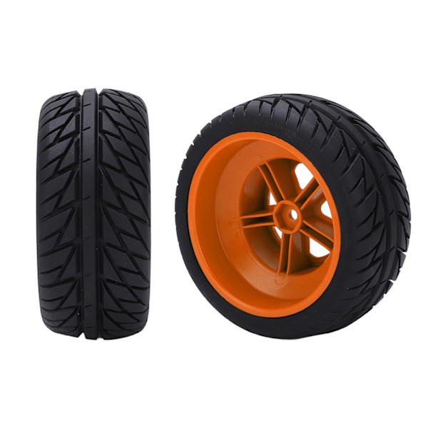 4 kpl RC-auton kumirenkaat ja vanteet 1/10 Short Course Truck - Oranssi