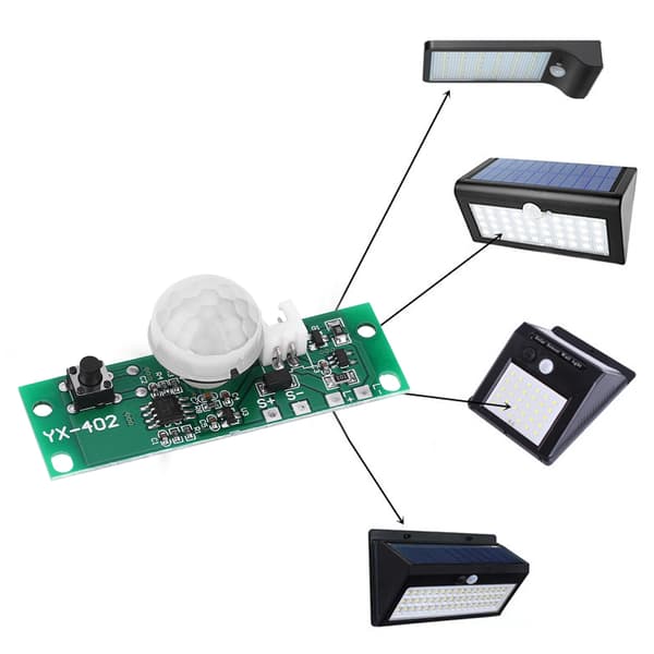 Solcellelampe printkort Infrarød menneskelig induktion væglampe kontrolsensor controller 3.7V