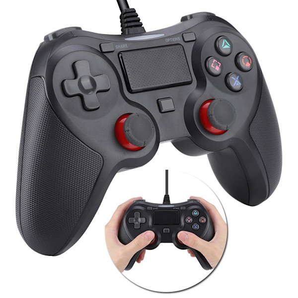 Kablet gamepad-spilcontroller joystick til PS4-5 (sort)