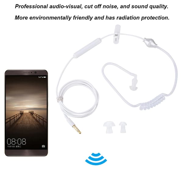 In ear Headset Luftslang Säkerhet Hörsnäcka med Mikrofon för IOS för Android Vit