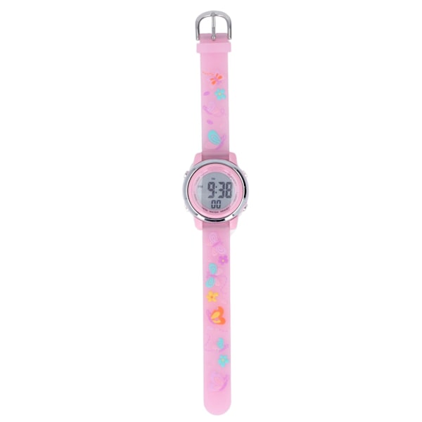 LED Kids Watch Waterproof Backlight Cartoon Digital Child Watch with Alarm Clock Stopwatch for 3 to 10 Years Old Pink