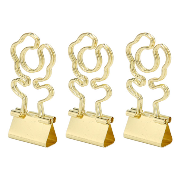 100 stk. Mini Binder Clips Blomsterform Stærk Klemmekraft Metal Lang Hale Clips Kontorartikler Guld