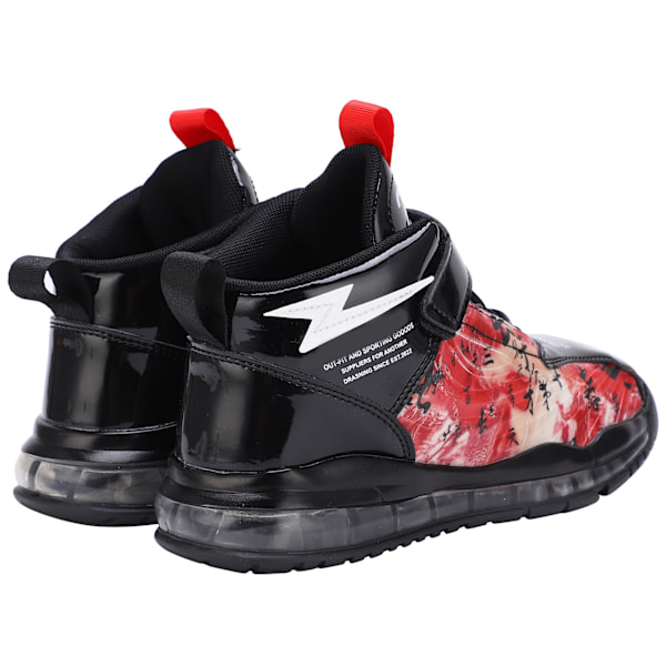 Barn Pojkar Fashionabla Sneakers Barn Andas Halkskydd Tryck Sport Löparskor Svart+Röd 27