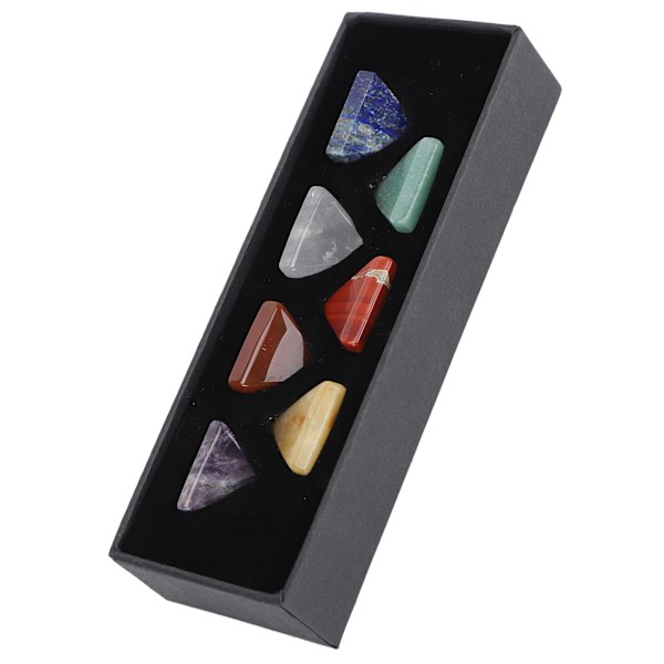 7 Chakra MultiStone Set Pyramide Farge Naturlige Edelstener Smykker Ornamenter med Gaveeske