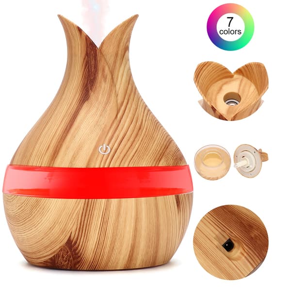 300 ml 7 farger LED nattlys aroma eterisk olje diffuser luftfukter lyst trekorn