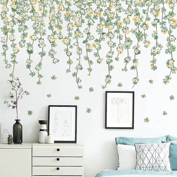 Et sett med veggklistremerker, Blomsterplanter Veggklistremerke Stue Veggdekor, Soverom Kontor Veggdekor