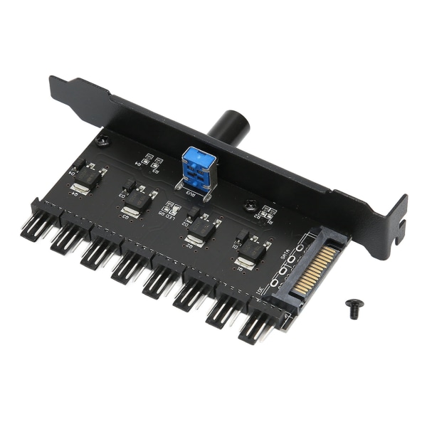 PC Fan Hub 8 kanaler SATA-knap Køleblæserhastighedscontroller til CPU chassis harddisk VGA PWM blæser PCI beslag