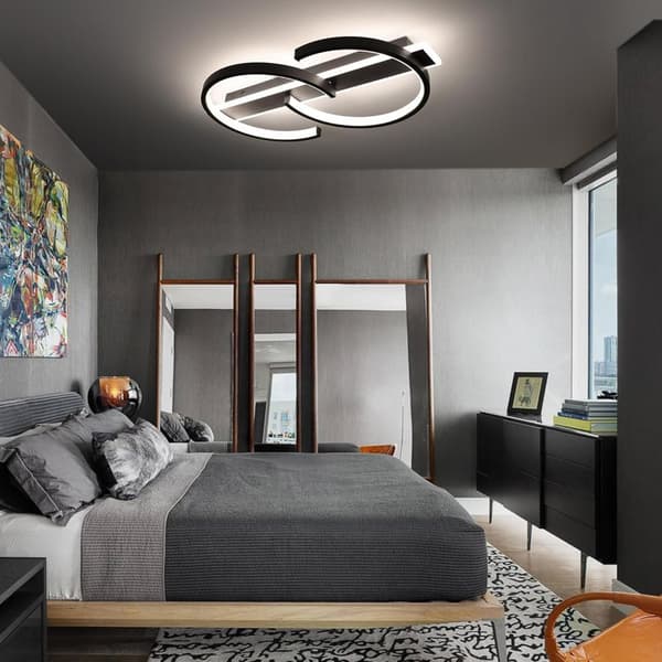 Dæmpbar sort LED loftslampe, 35W, ringlys til stue, soveværelse, kontor, moderne, 40cm, sort [Energiklasse B]